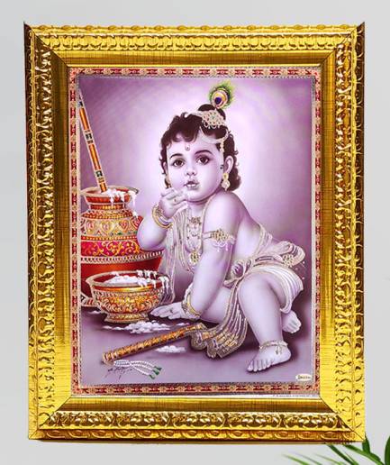 Gold Frame Kannan /Krishna – 12″ x 14″