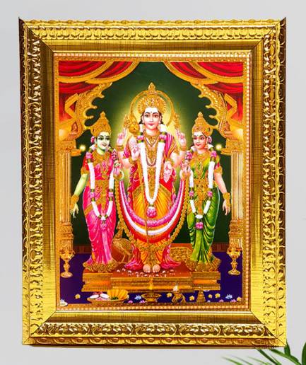 Gold Frame Murugan/Kartikeya – 12″ x 14″